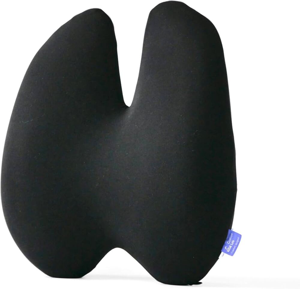 C Cushion Lab Extra Dense Lumbar Pillow Back Pain Support Strap Office Black